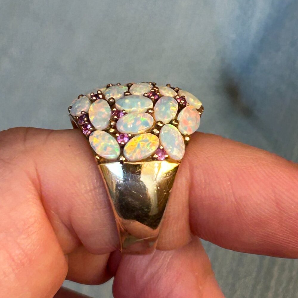 Lab Created Opal Cluster Ring - image 8